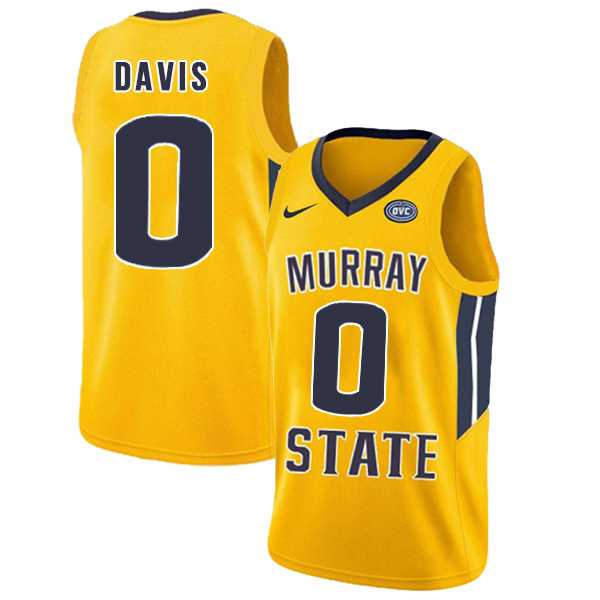 Murray State Racers #0 Mike Davis Yellow College Basketball Jersey
